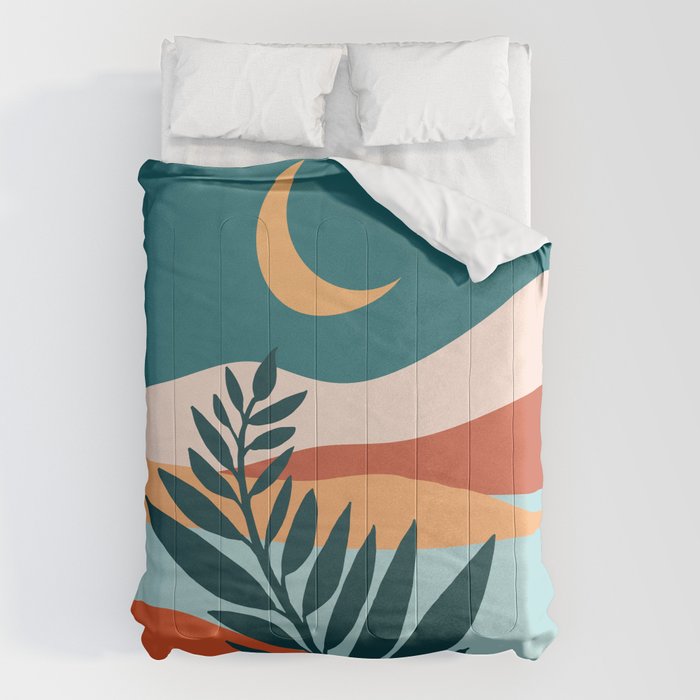 Moonlit Mediterranean Abstract Landscape Comforter Gallery Image 1