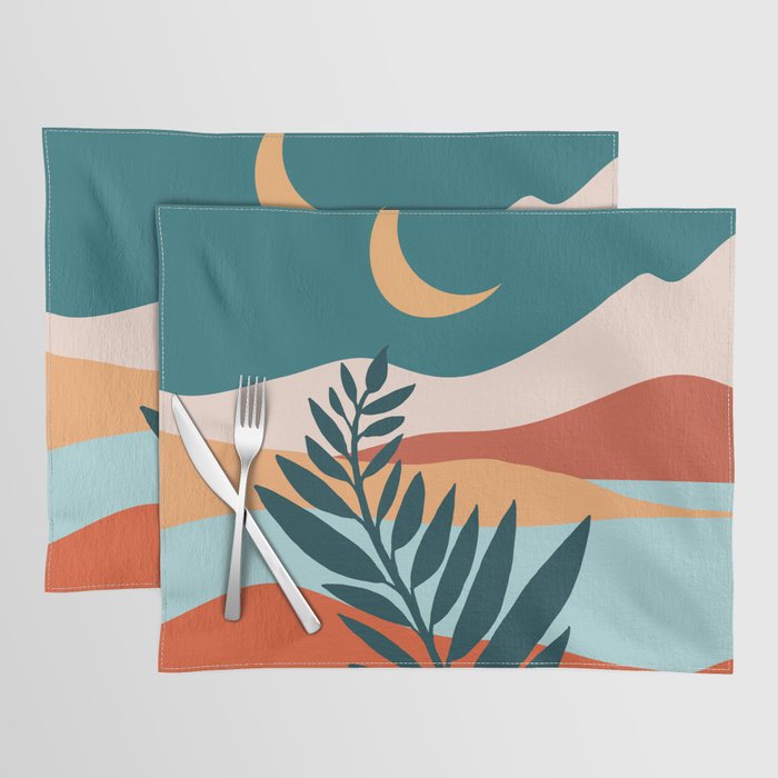 Moonlit Mediterranean Abstract Landscape Placemat Gallery Image 1