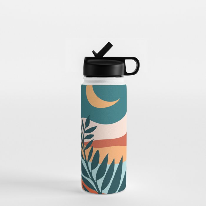 Moonlit Mediterranean Abstract Landscape Water Bottle Gallery Image 1