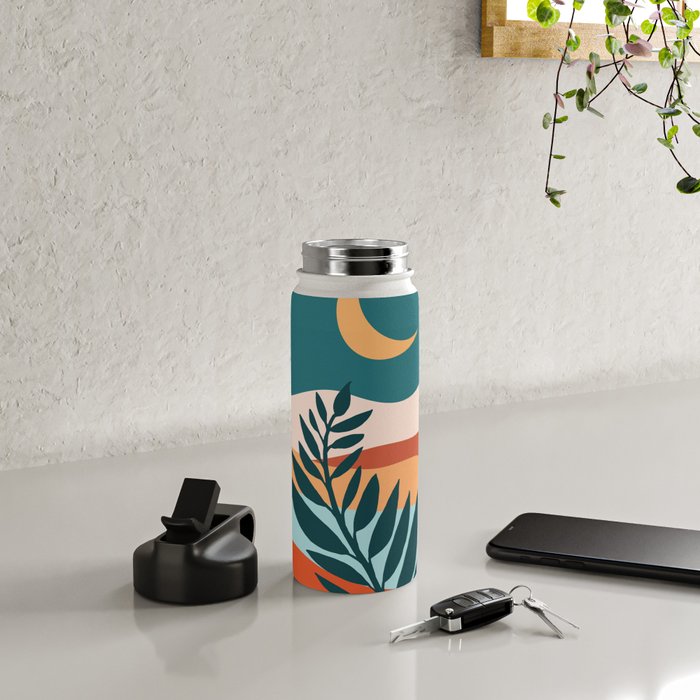 Moonlit Mediterranean Abstract Landscape Water Bottle Gallery Image 4