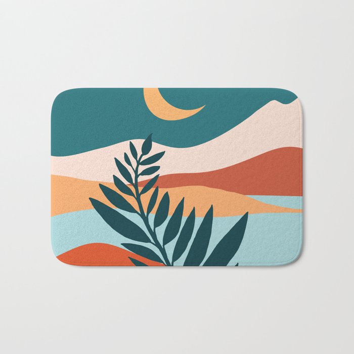 Moonlit Mediterranean Abstract Landscape Bath Mat Gallery Image 1