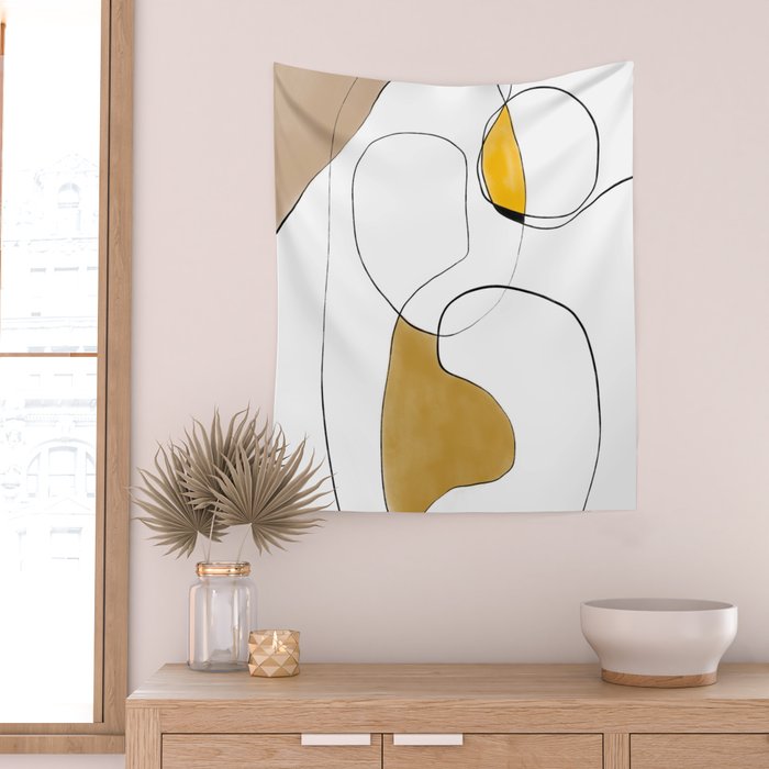 Lines Organic Shapes Wall Tapestry Gallery Image 2