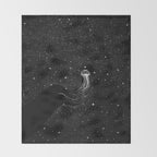 starry jellyfish (Black Version) Throw Blanket Gallery Image 2
