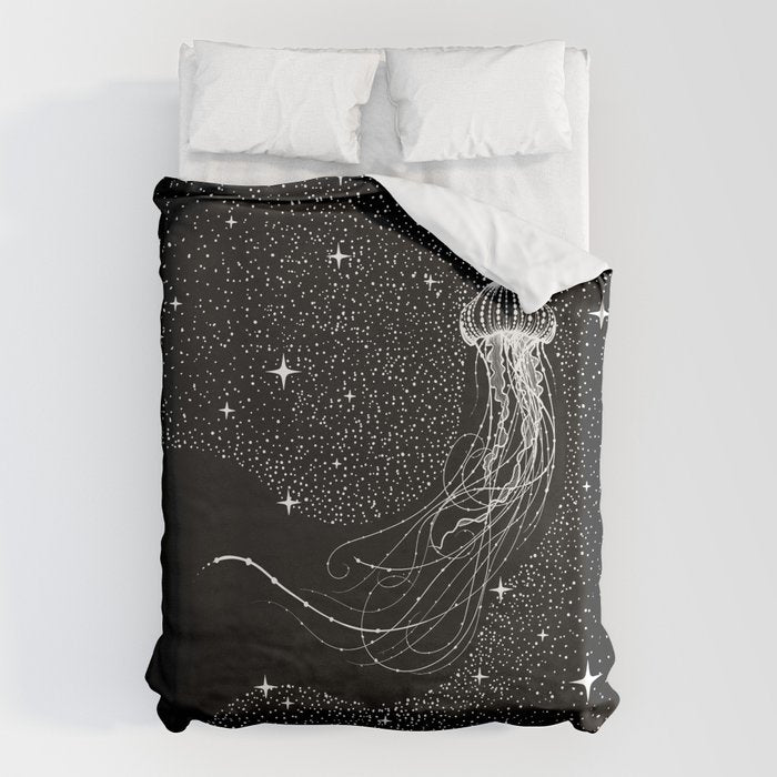 starry jellyfish (Black Version) Duvet Cover Gallery Image 6