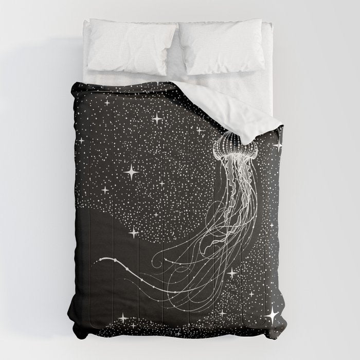 starry jellyfish (Black Version) Comforter Gallery Image 6