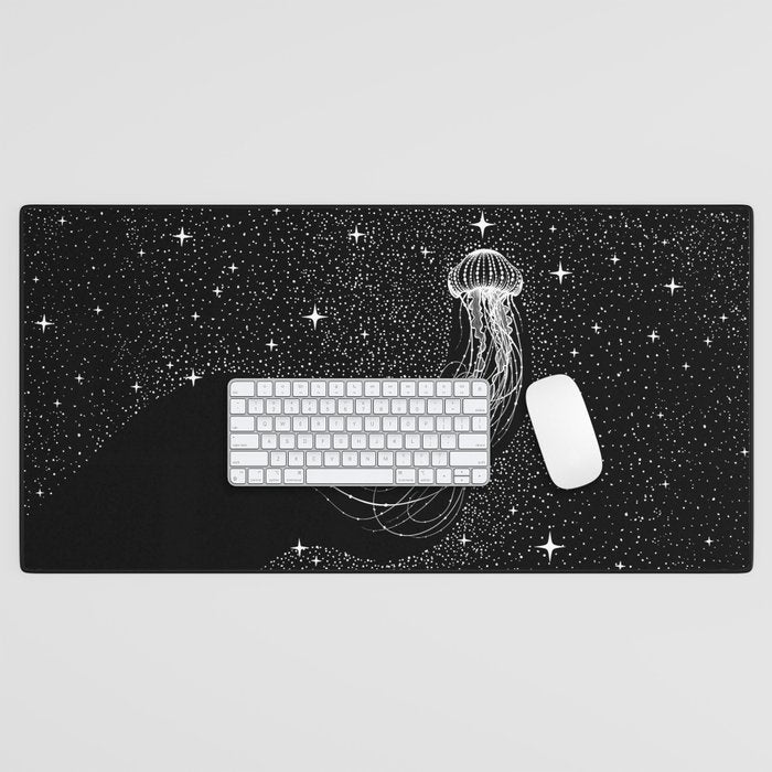 starry jellyfish (Black Version) Desk Mat Gallery Image 1