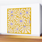 Big Groovy Flower - Purple, Yellow, Off-White Wall Mural Gallery Image 2