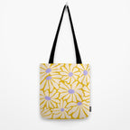 Big Groovy Flower - Purple, Yellow, Off-White Tote Bag Gallery Image 2