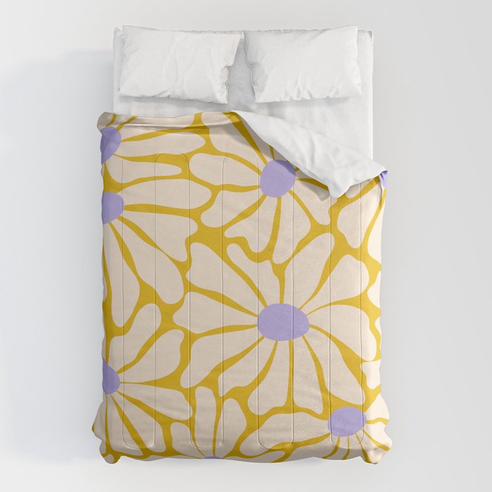 Big Groovy Flower - Purple, Yellow, Off-White Comforter Gallery Image 1