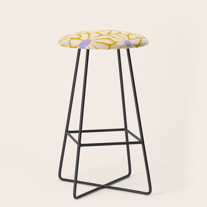 Big Groovy Flower - Purple, Yellow, Off-White Stool Gallery Image 1