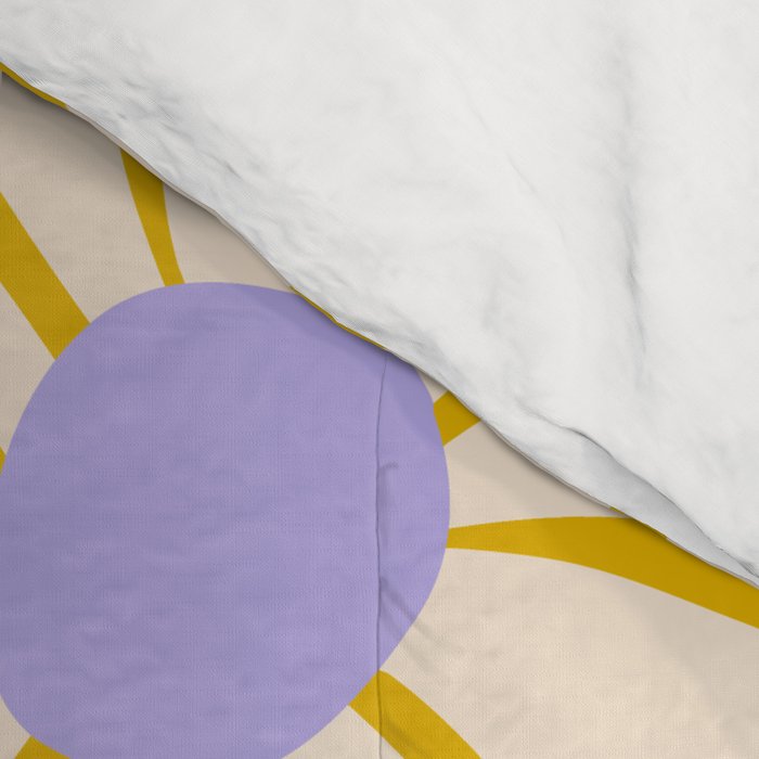 Big Groovy Flower - Purple, Yellow, Off-White Comforter Gallery Image 4