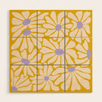 Big Groovy Flower - Purple, Yellow, Off-White Wood Wall Art Gallery Image 1