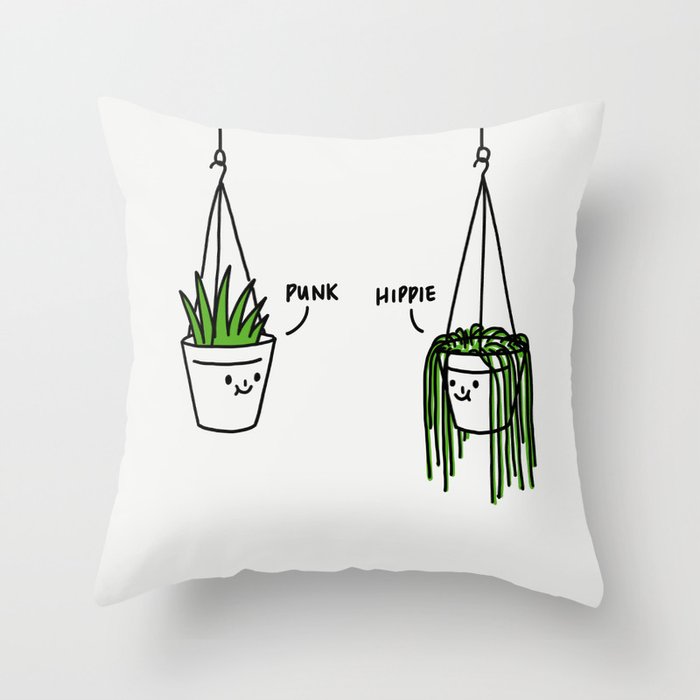 Hippie and Punk plants Throw Pillow Gallery Image 6