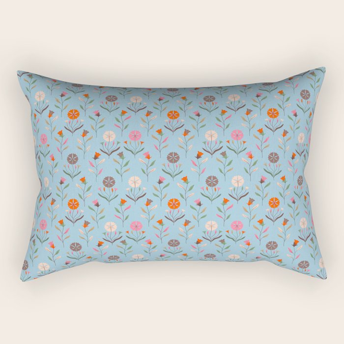Folk Meadow - Vintage Floral Pattern Rectangular Pillow Gallery Image 2