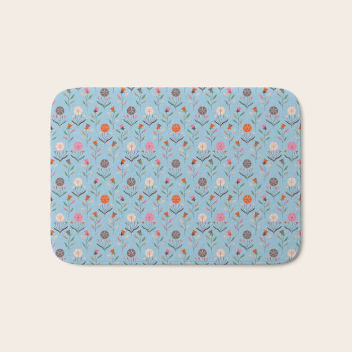 Folk Meadow - Vintage Floral Pattern Bath Mat Gallery Image 1