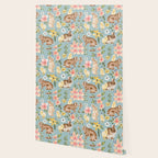 Blue Easter Bunny and Chick Floral Wallpaper Gallery Image 2