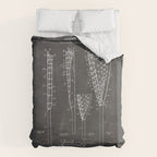 Lacrosse Stick Patent - Lacrosse Player Art - Black Chalkboard Duvet Cover Gallery Image 6