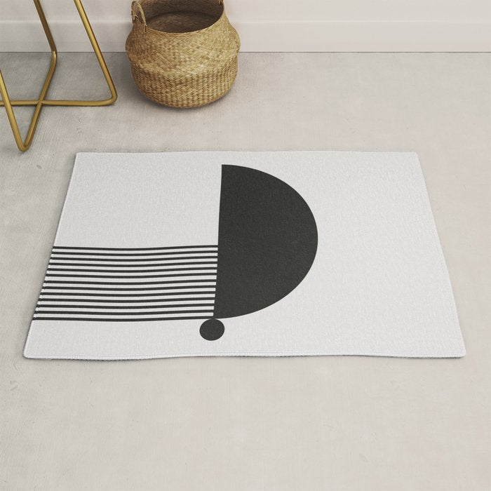 The Form - Black and White Abstract Rug Gallery Image 1