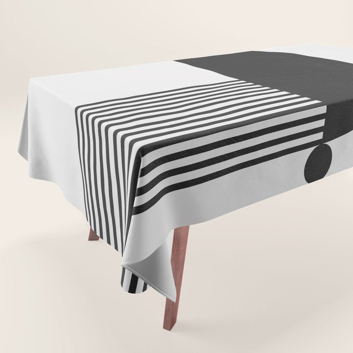 The Form - Black and White Abstract Tablecloth Gallery Image 1