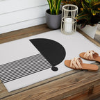 The Form - Black and White Abstract Outdoor Rug Gallery Image 2