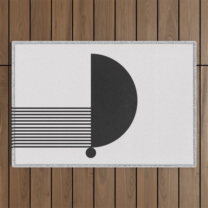The Form - Black and White Abstract Outdoor Rug Gallery Image 1