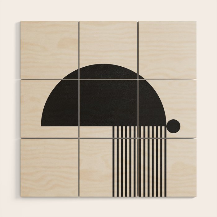 The Form - Black and White Abstract Wood Wall Art Gallery Image 1