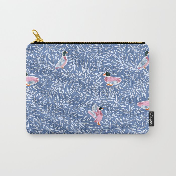 Mallard Duck Tales Chinoiserie Blue Carry All Pouch Gallery Image 1