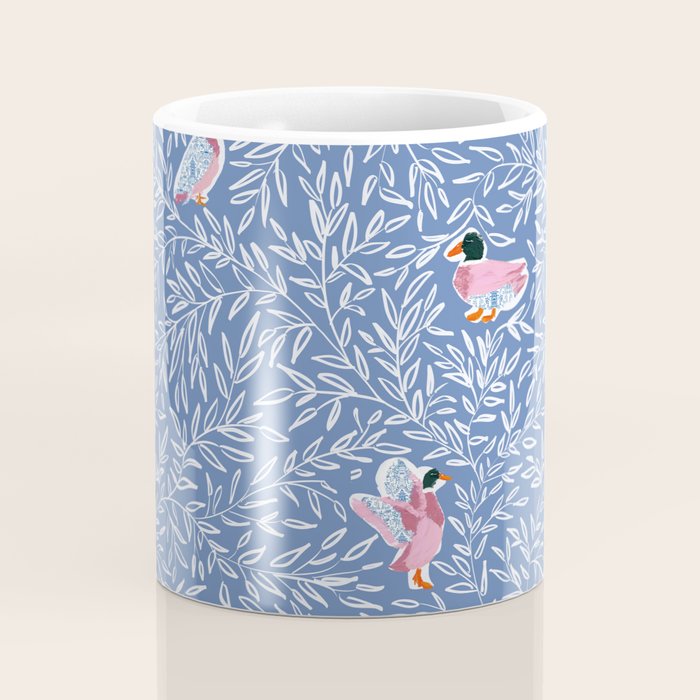 Mallard Duck Tales Chinoiserie Blue Coffee Mug Gallery Image 4