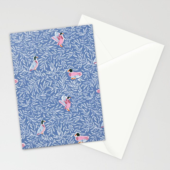 Mallard Duck Tales Chinoiserie Blue Stationery Card Gallery Image 2