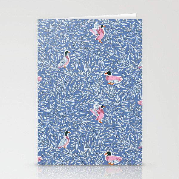 Mallard Duck Tales Chinoiserie Blue Stationery Card Gallery Image 2