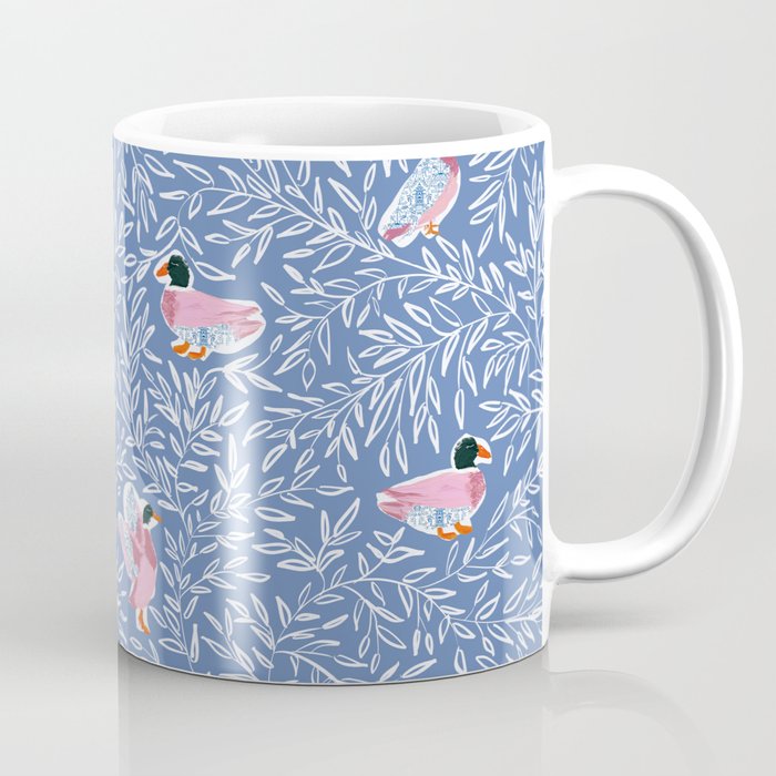Mallard Duck Tales Chinoiserie Blue Coffee Mug Gallery Image 1
