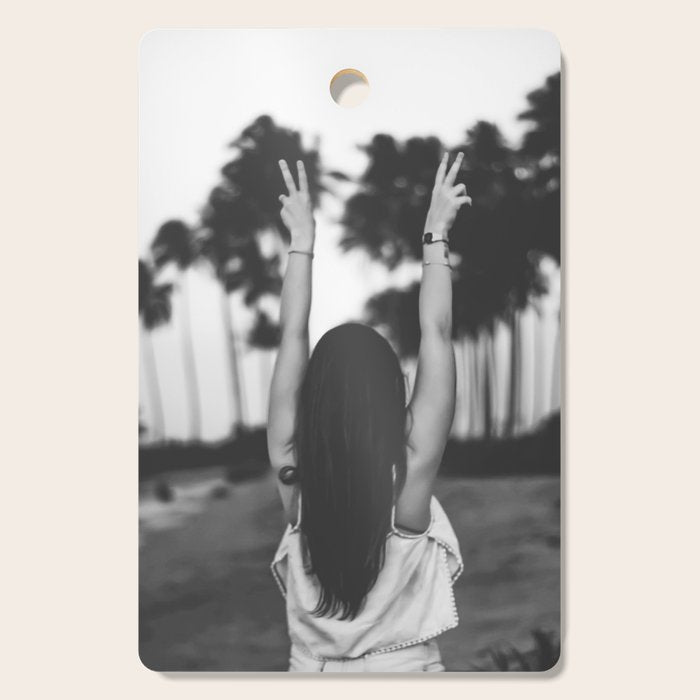 The future is female - Girl freedom palms beach photo print - Feminist empowerment photography Cutting Board Gallery Image 1