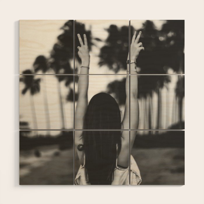 The future is female - Girl freedom palms beach photo print - Feminist empowerment photography Wood Wall Art Gallery Image 1