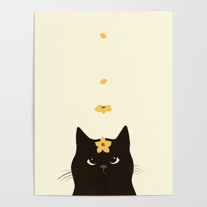 Hidden cat 20 spring yellow flower Poster Gallery Image 1