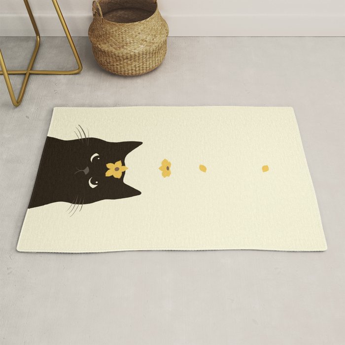 Hidden cat 20 spring yellow flower Rug Gallery Image 1