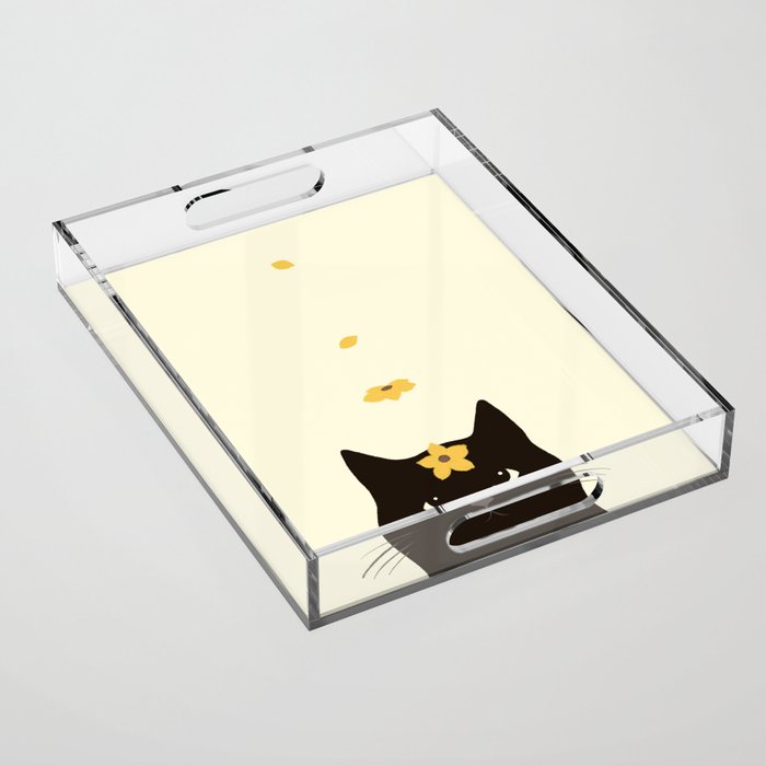 Hidden cat 20 spring yellow flower Acrylic Tray Gallery Image 1