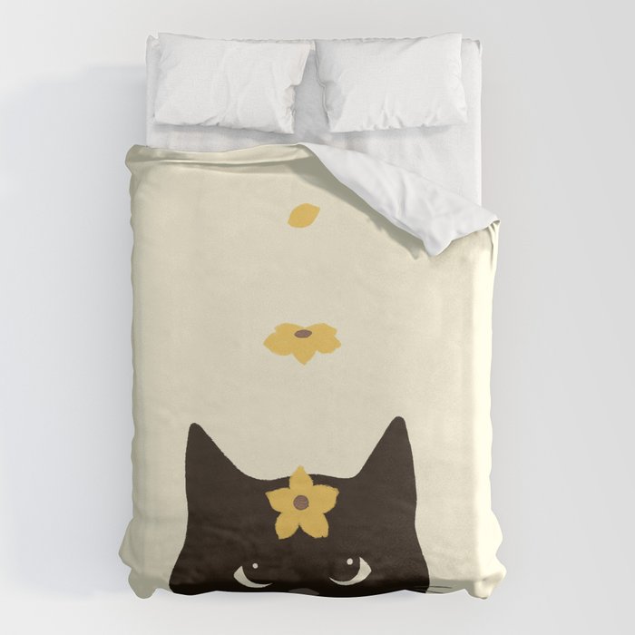 Hidden cat 20 spring yellow flower Duvet Cover Gallery Image 6