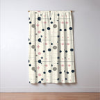 Mid Century Modern Abstract Retro Vintage Style Navy Blue, Blush Pink and Grey Window Curtain Gallery Image 3