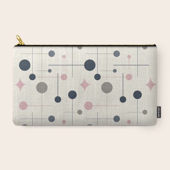 Mid Century Modern Abstract Retro Vintage Style Navy Blue, Blush Pink and Grey Carry All Pouch Gallery Image 2