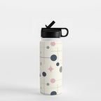 Mid Century Modern Abstract Retro Vintage Style Navy Blue, Blush Pink and Grey Water Bottle Gallery Image 1