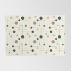 Mid Century Modern Abstract Retro Vintage Style Navy Blue, Blush Pink and Grey Rug Gallery Image 2