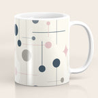 Mid Century Modern Abstract Retro Vintage Style Navy Blue, Blush Pink and Grey Coffee Mug Gallery Image 1