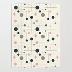 Mid Century Modern Abstract Retro Vintage Style Navy Blue, Blush Pink and Grey Poster Gallery Image 4
