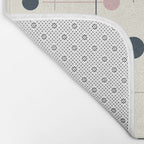 Mid Century Modern Abstract Retro Vintage Style Navy Blue, Blush Pink and Grey Bath Mat Gallery Image 2