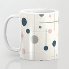 Mid Century Modern Abstract Retro Vintage Style Navy Blue, Blush Pink and Grey Coffee Mug Gallery Image 3