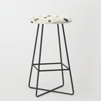 Mid Century Modern Abstract Retro Vintage Style Navy Blue, Blush Pink and Grey Stool Gallery Image 1