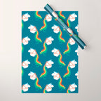 Fat Unicorn on Rainbow Jetpack Wrapping Paper Gallery Image 1