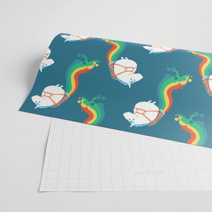 Fat Unicorn on Rainbow Jetpack Wrapping Paper Gallery Image 2