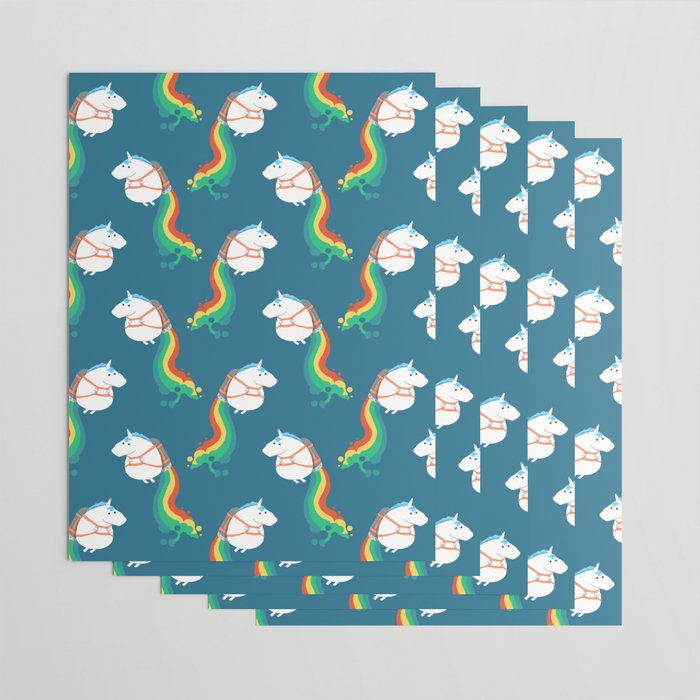Fat Unicorn on Rainbow Jetpack Wrapping Paper Gallery Image 3
