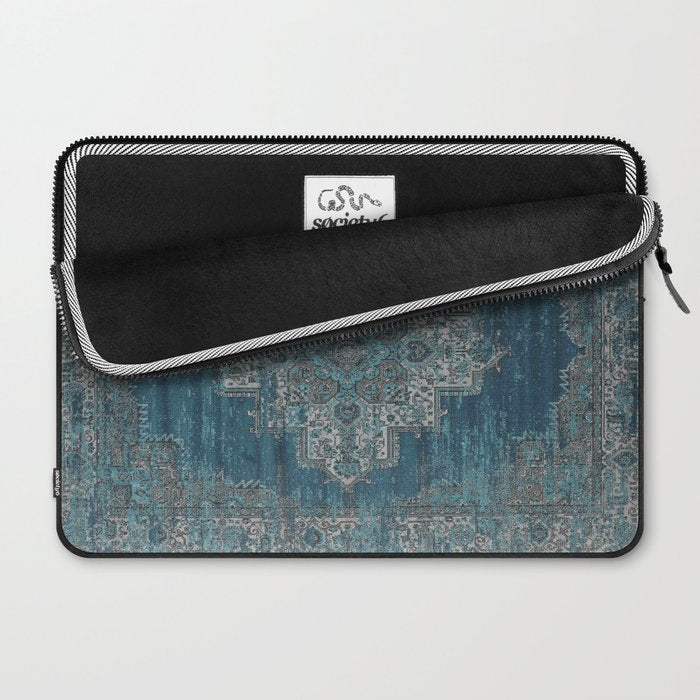 blue oriental vintage rug Laptop Sleeve Gallery Image 2